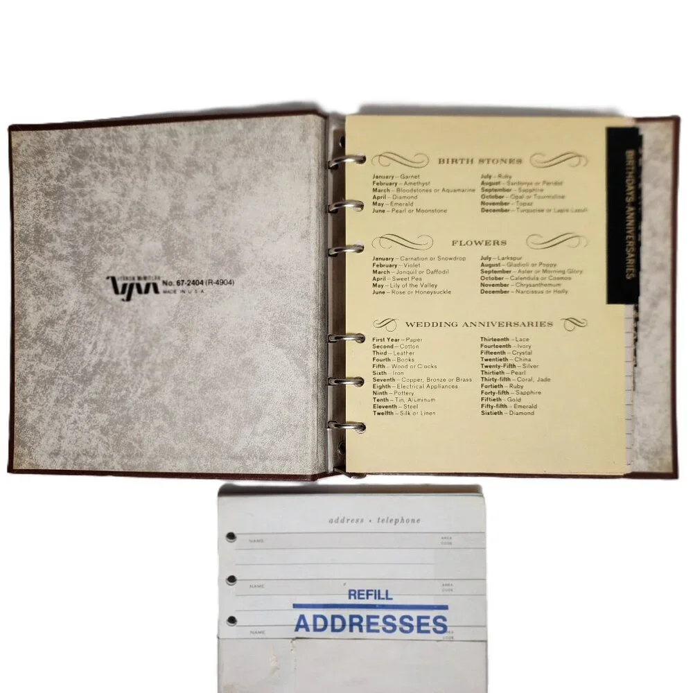 Antique RARE Vernon McMillion Address & Occasions Book w/Full Unused Refill